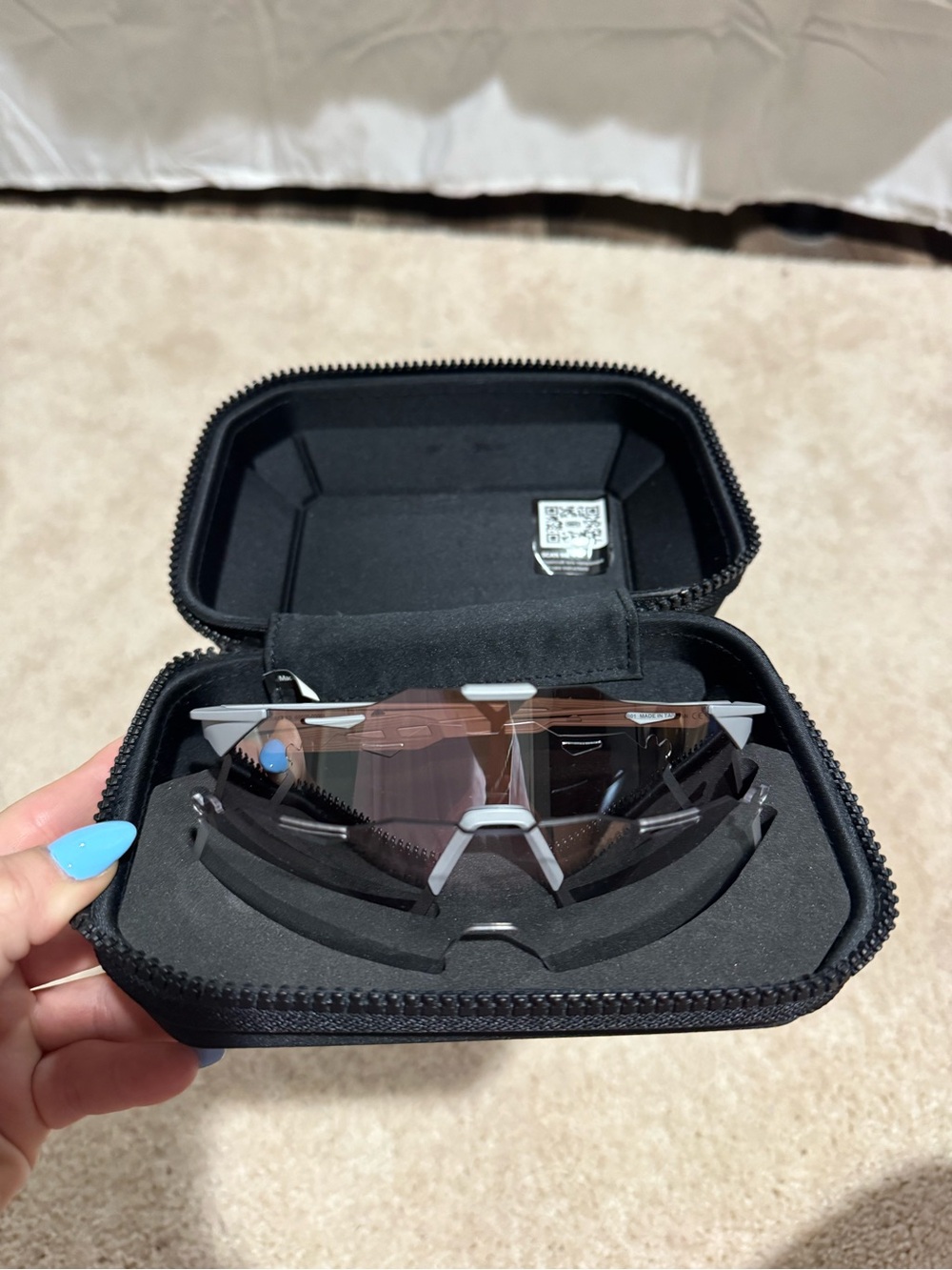 Men's Black and White Sports Sunglasses with Brown Lenses - Picture 6 of 6